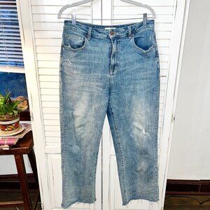 Oliver Logan Jeans womens size 31 Blue Aberdeen Raw Wide Leg Crop